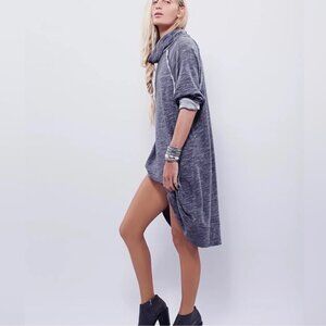 FREE PEOPLE BEACH O/S Charcoal Heather Cocoon Cowl Neck Cover Up Dress Cotton